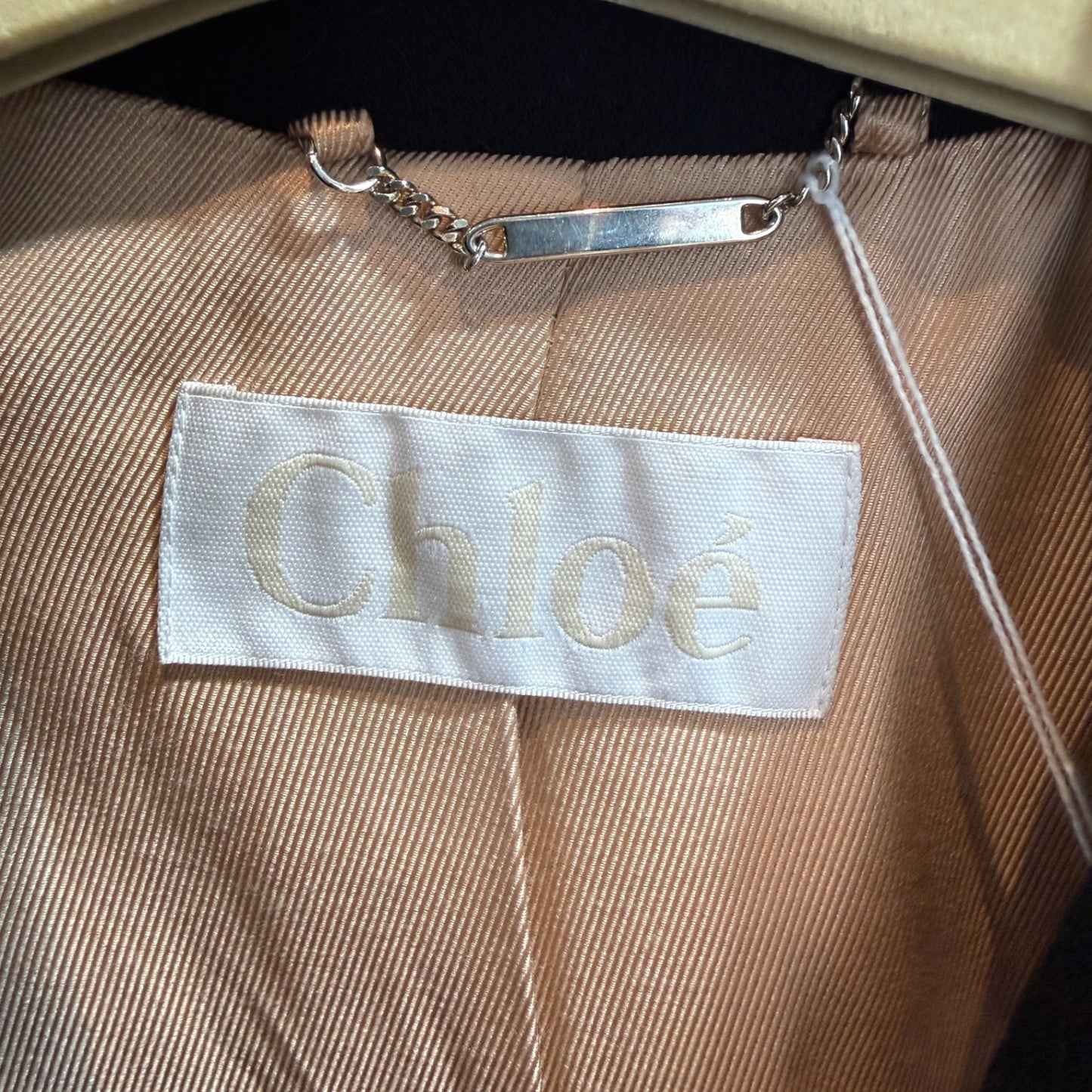 CHLOÉ Black Wool Collarless Coat Size 40