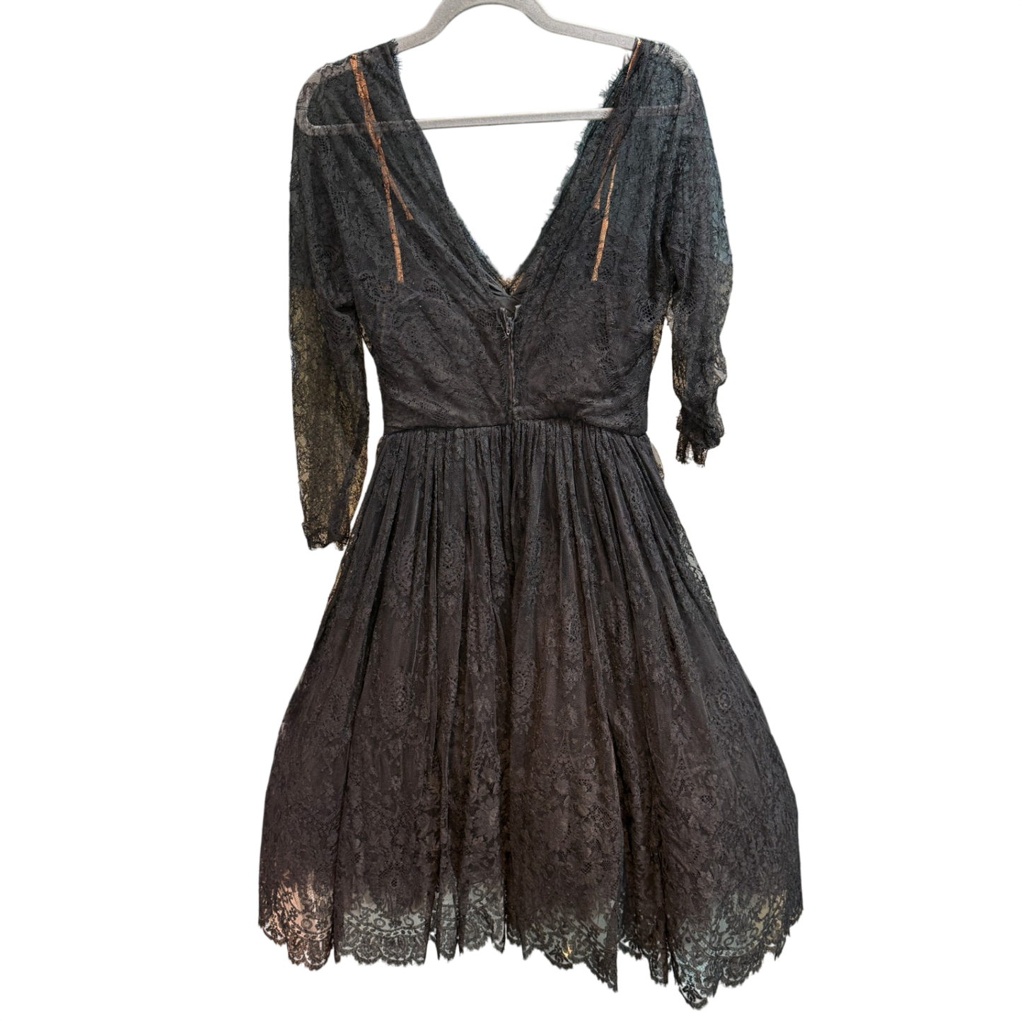 OSCAR DE LA RENTA Black Lace Mini Gown Size 8