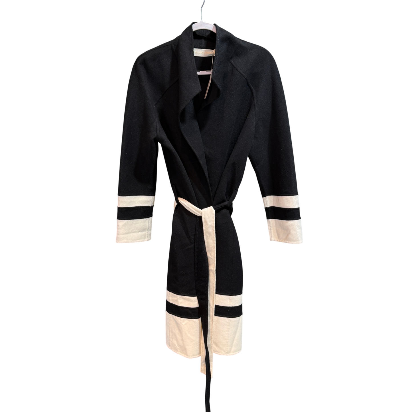 VALENTINO Black and White Cashmere Coat Size 8
