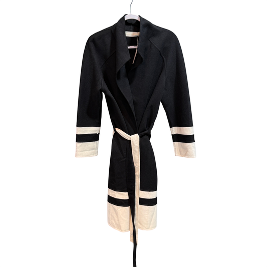 VALENTINO Black and White Cashmere Coat Size 8