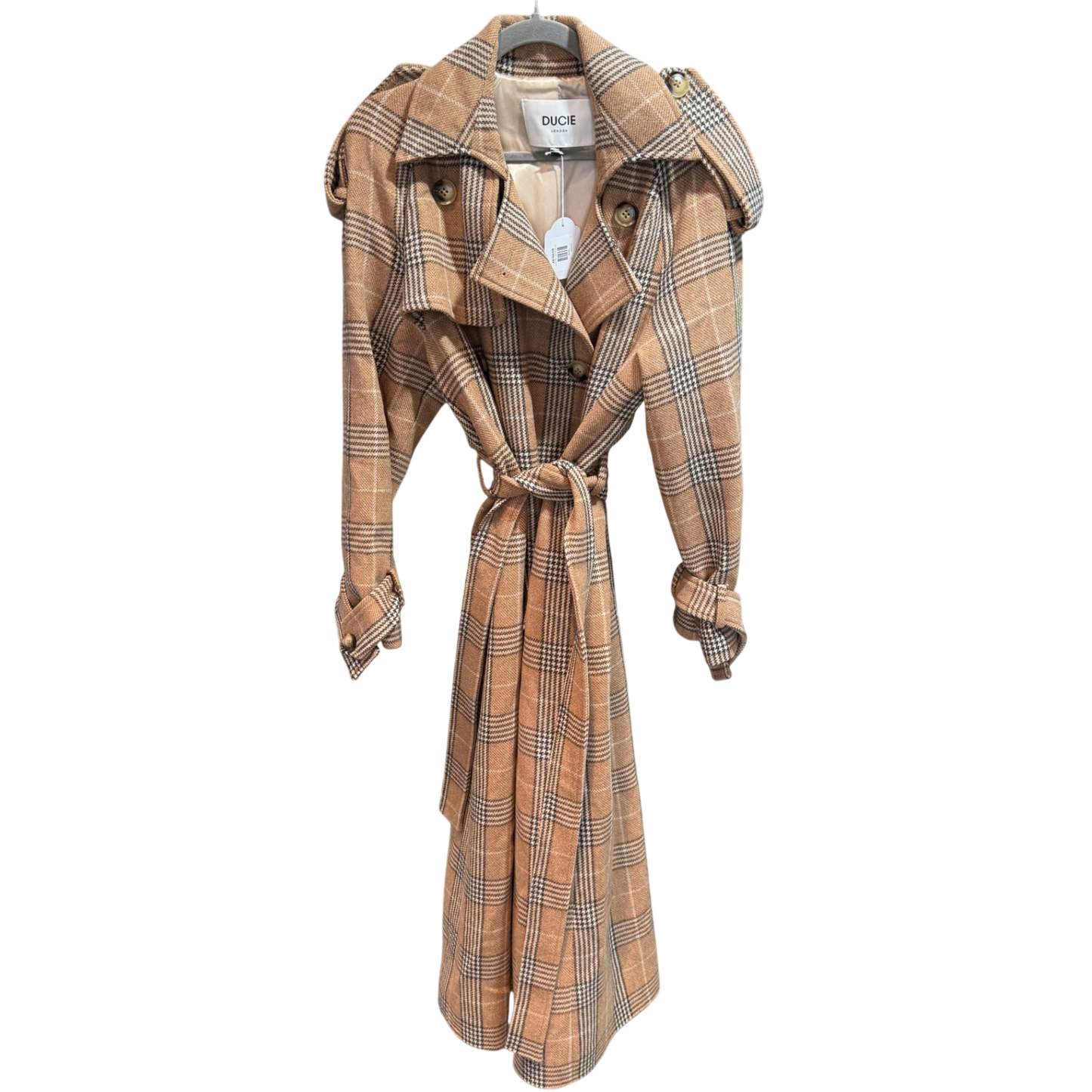 DUCIE Plaid Long Coat Size XS