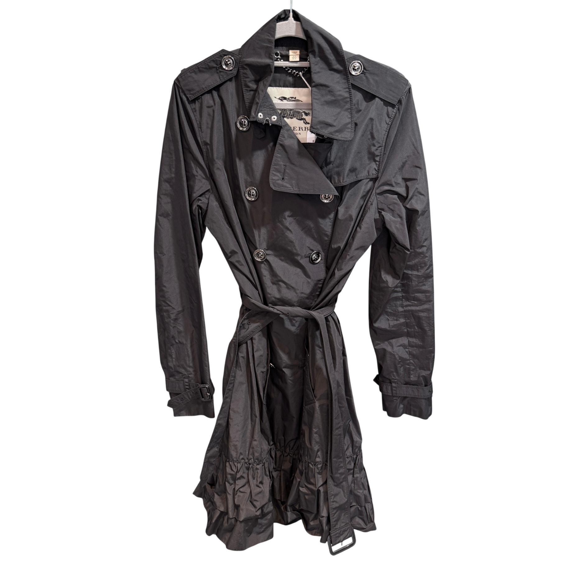 BURBERRY Black Long Coat Size 14
