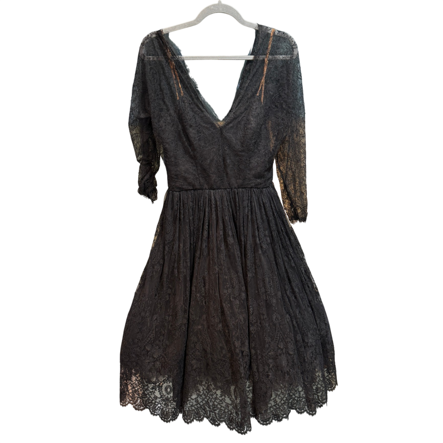 OSCAR DE LA RENTA Black Lace Mini Gown Size 8