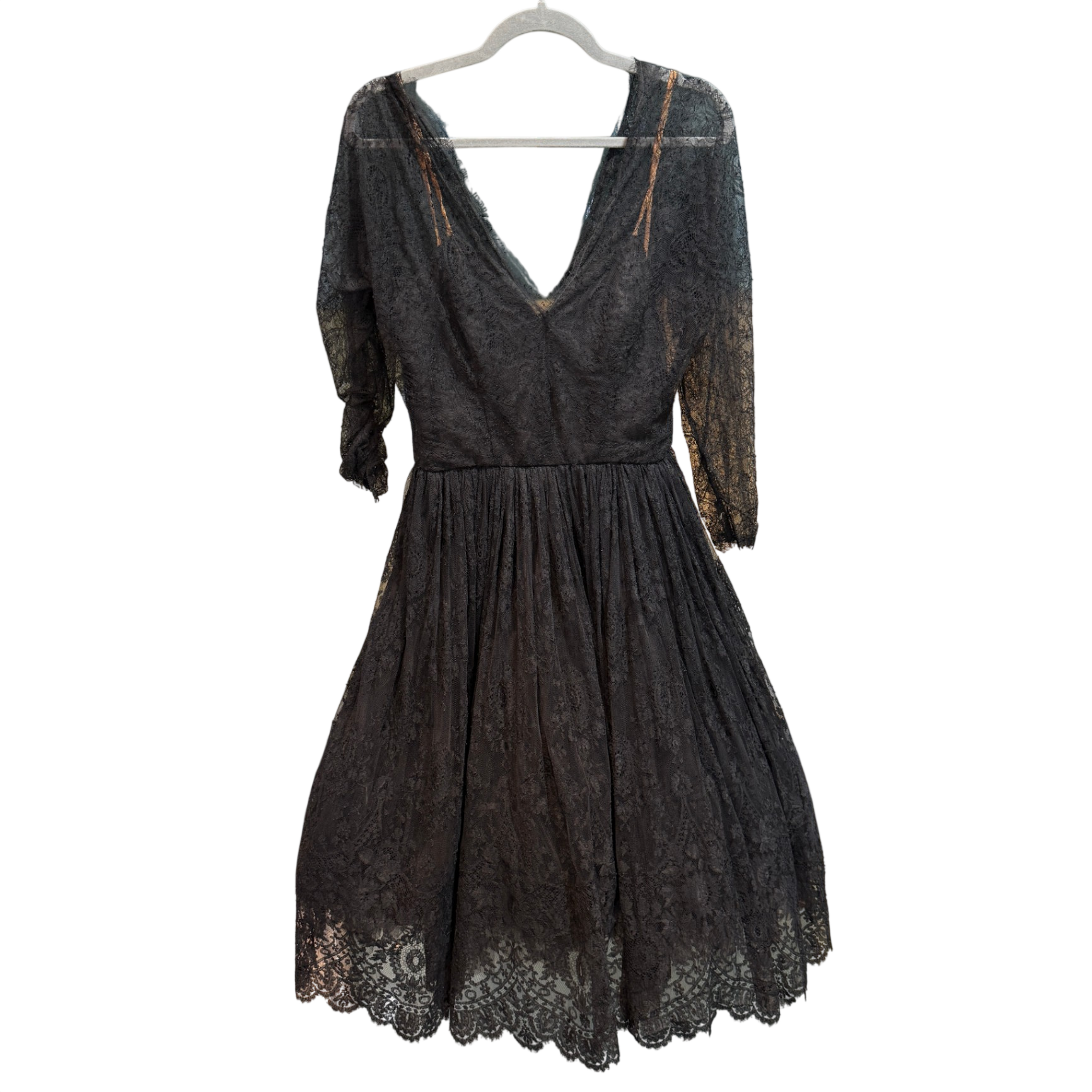 OSCAR DE LA RENTA Black Lace Mini Gown Size 8