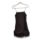 REBECCA VALLANCE Black sequin feather trim dress - size 8
