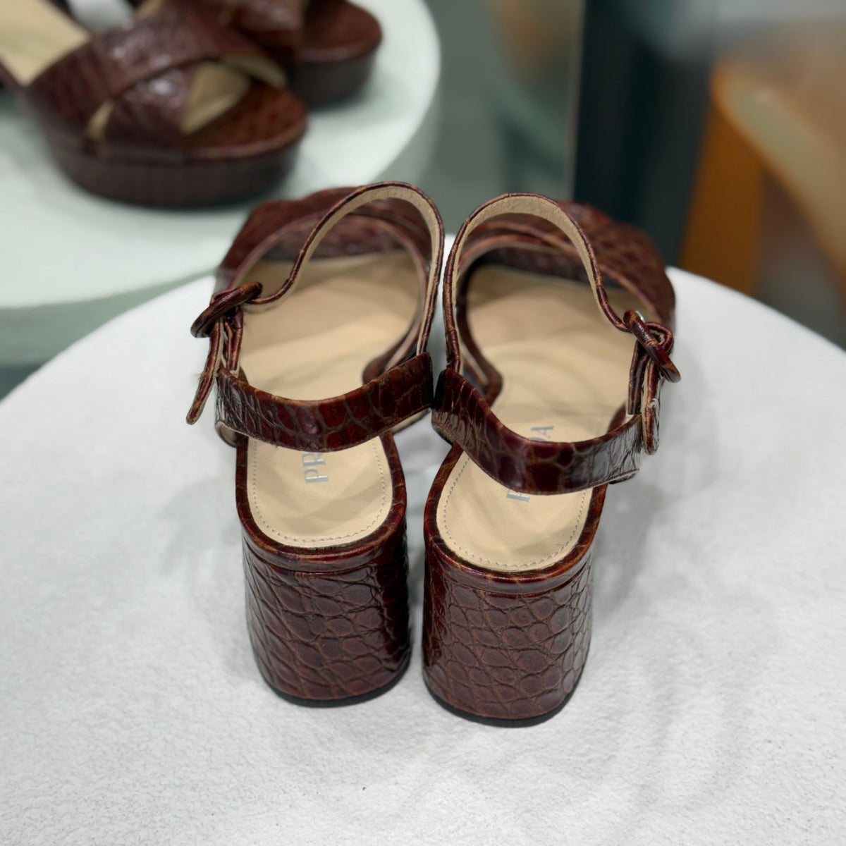 PRADA Brown Croc Heels Sz 37