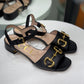 GUCCI Black & Gold Heeled Sandal Sz 37