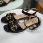 GUCCI Black & Gold Heeled Sandal Sz 37