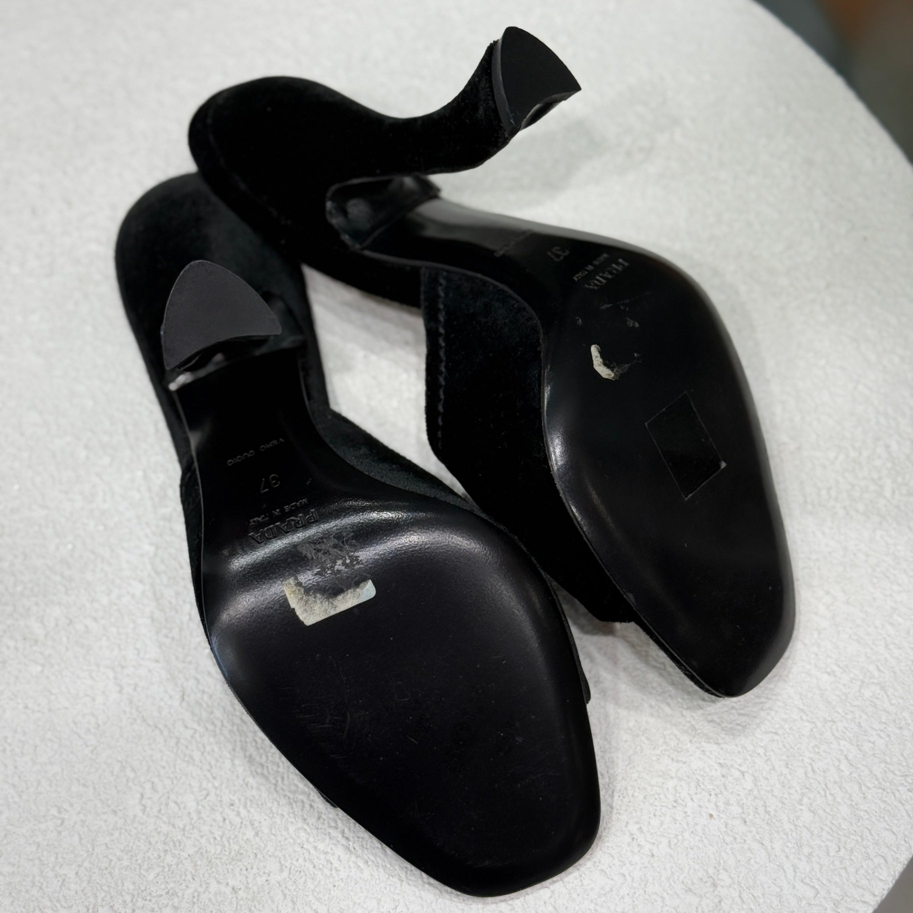 PRADA Vintage Black Velvet Mules Sz 37