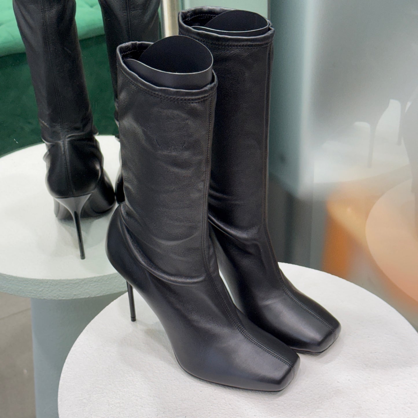 BALMAIN Leather Stretch Stiletto Boot Sz 39
