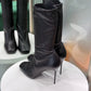 BALMAIN Leather Stretch Stiletto Boot Sz 39