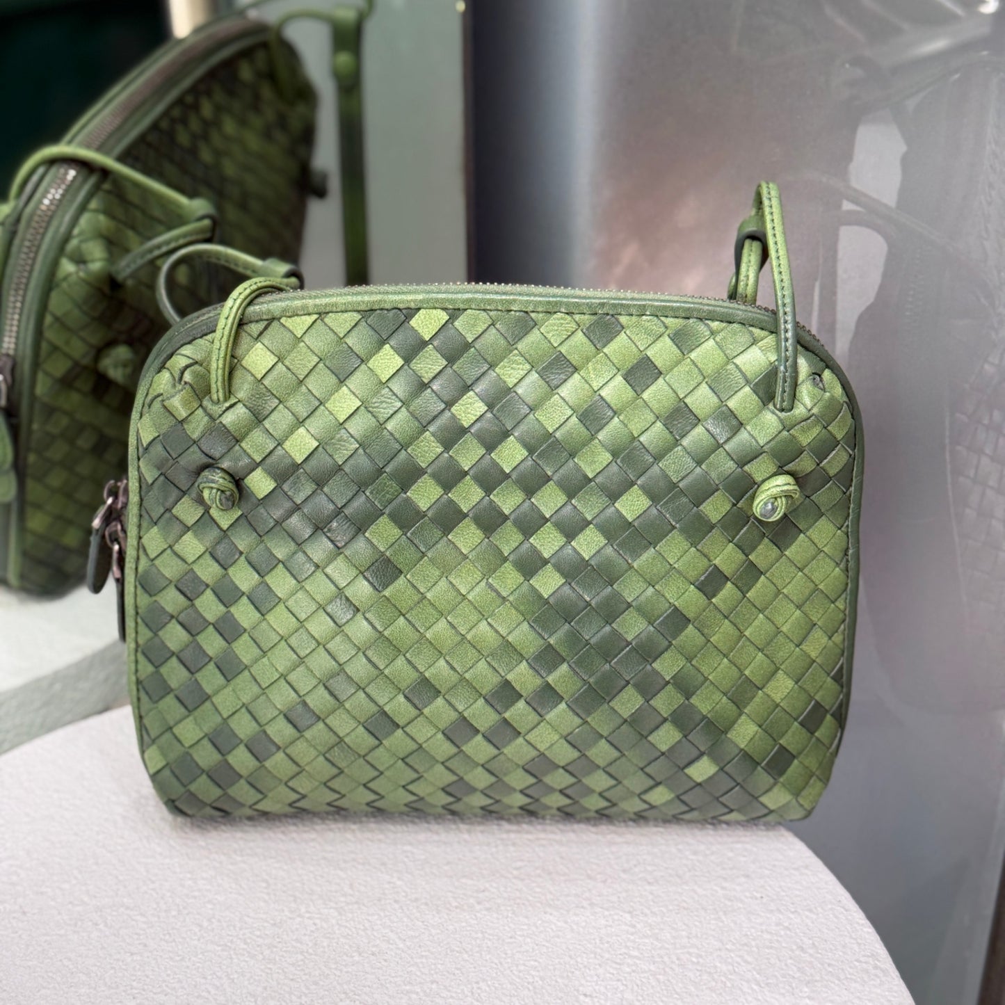 BOTTEGA VENETA Green Intrecciato Crossbody Bag