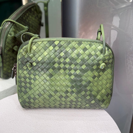 BOTTEGA VENETA Green Intrecciato Crossbody Bag