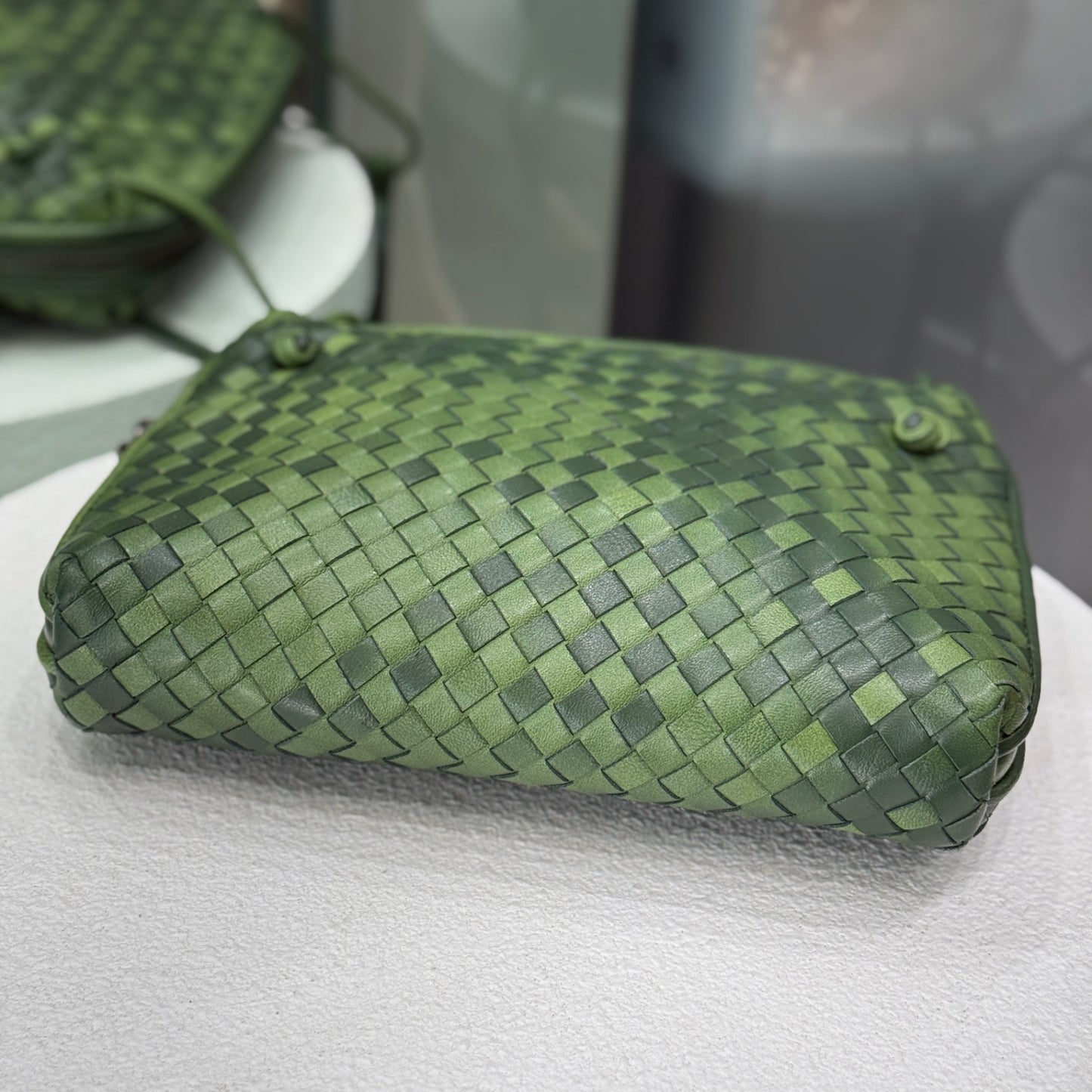 BOTTEGA VENETA Green Intrecciato Crossbody Bag