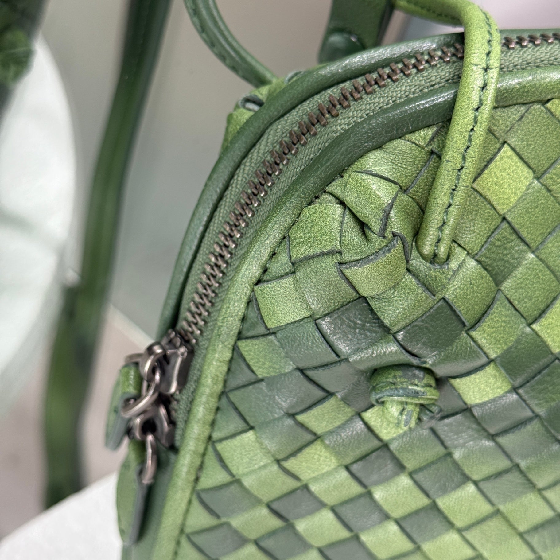BOTTEGA VENETA Green Intrecciato Crossbody Bag