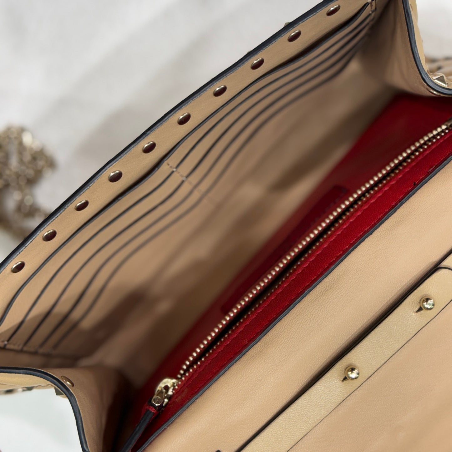 VALENTINO Garavani Beige Studded Crossbody