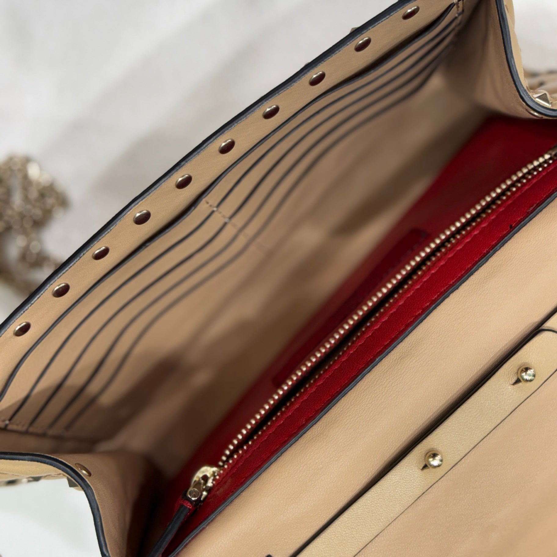 VALENTINO Garavani Beige Studded Crossbody