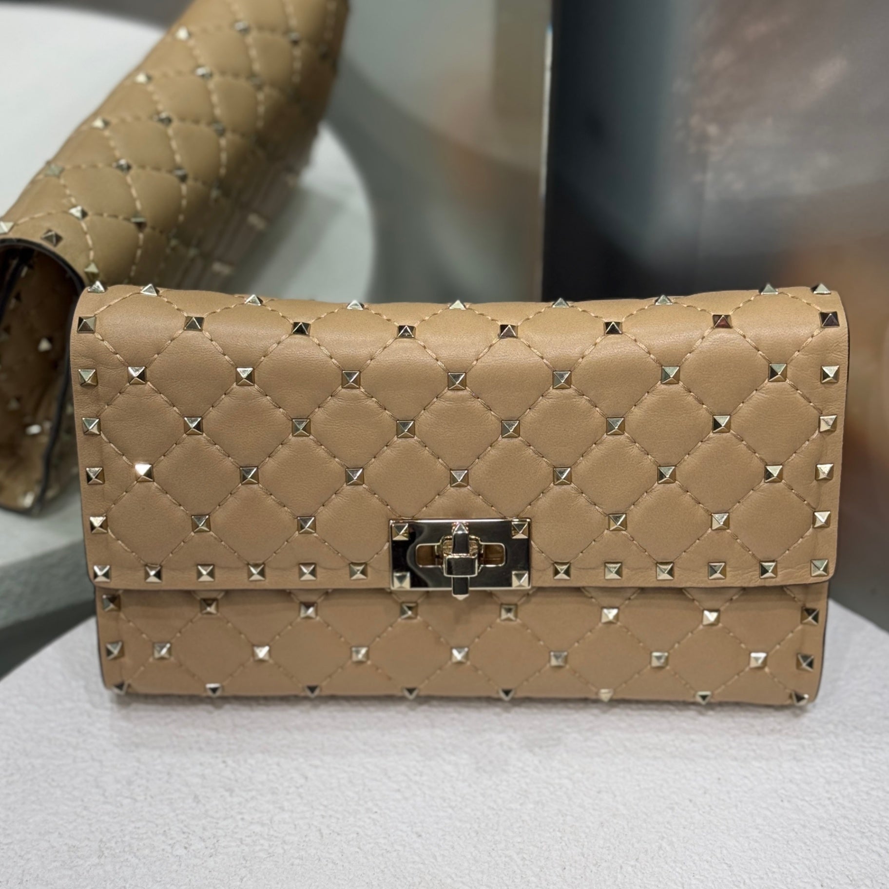 VALENTINO Garavani Beige Studded Crossbody