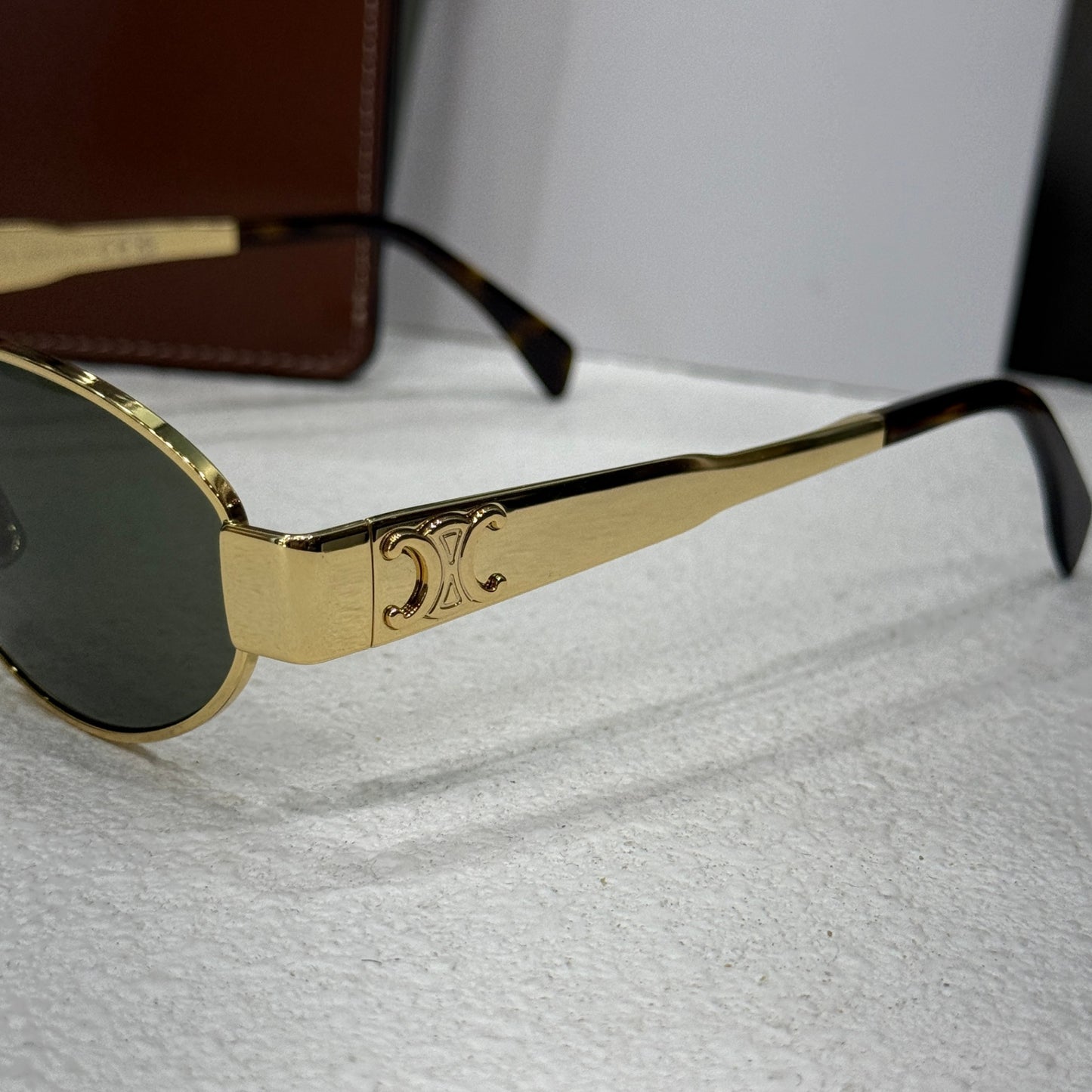 CELINE Gold Frame Oval Sunglasses (C & B)