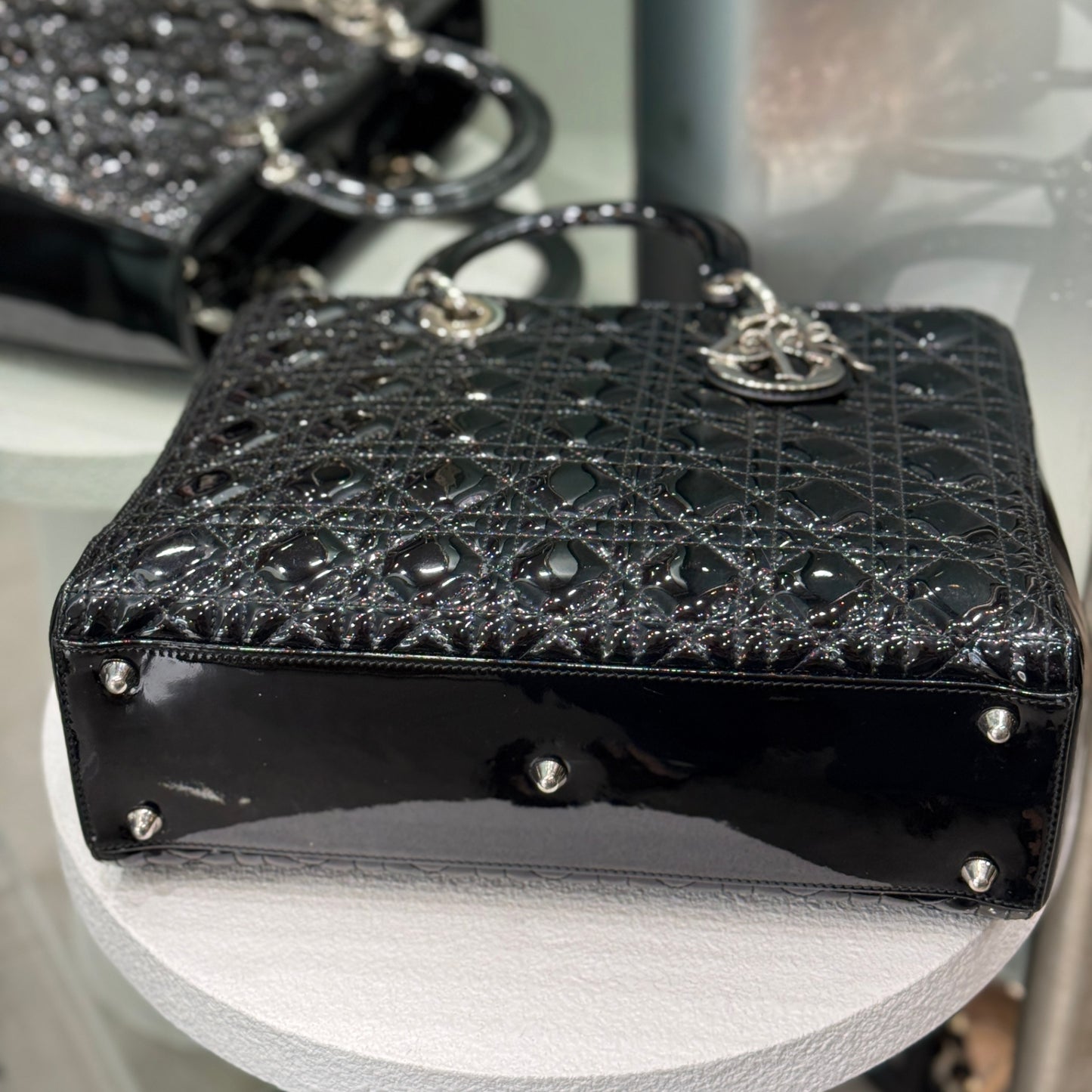 DIOR Lady Dior Patent Leather Cannage - Large
