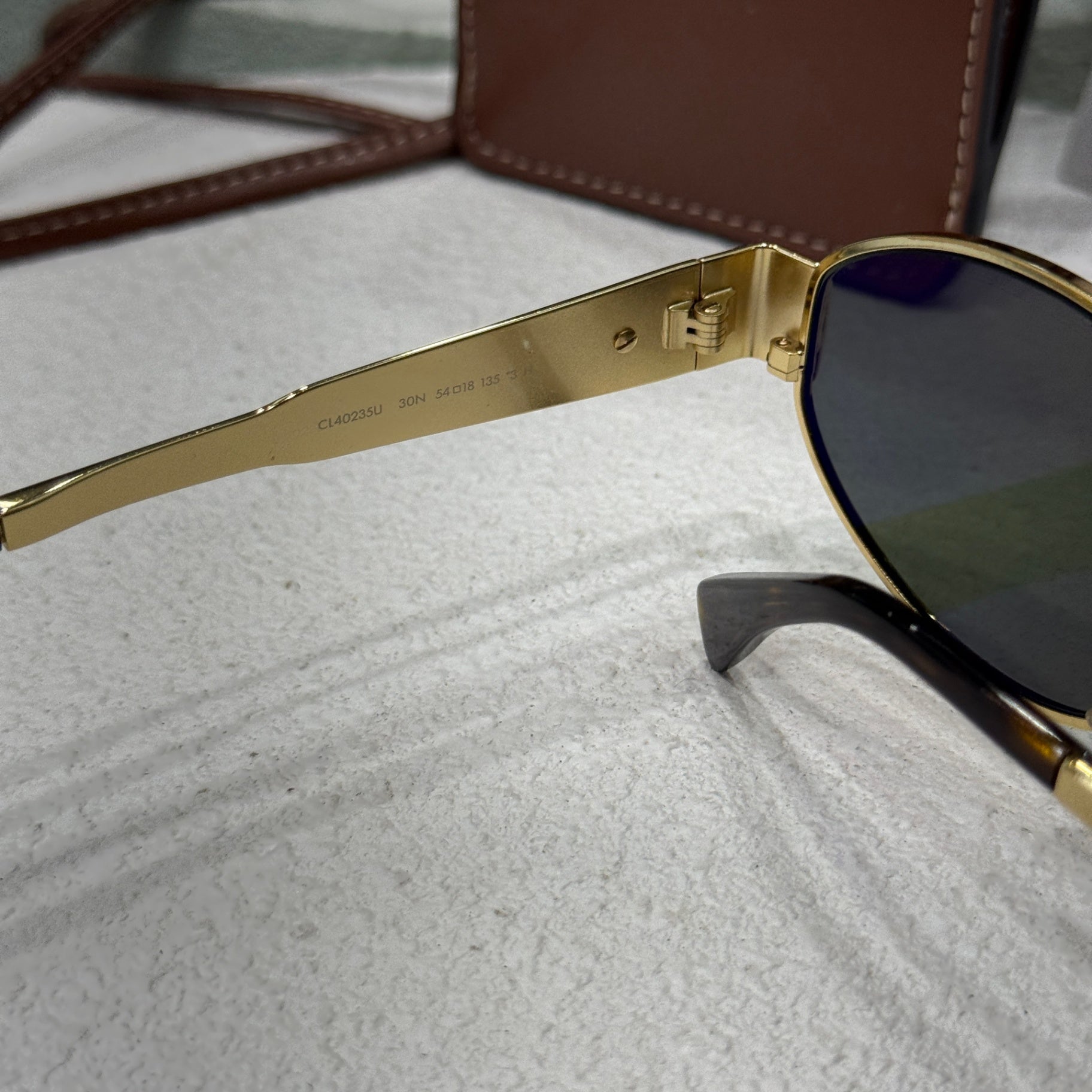 CELINE Gold Frame Oval Sunglasses (C & B)