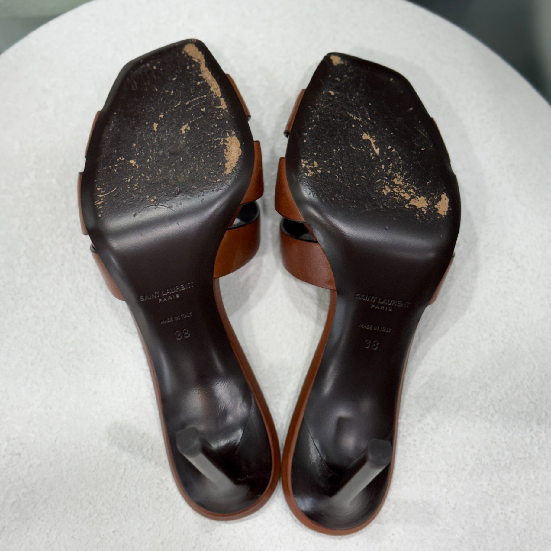 SAINT LAURENT Tribute 85 Brown Heel Sz 38