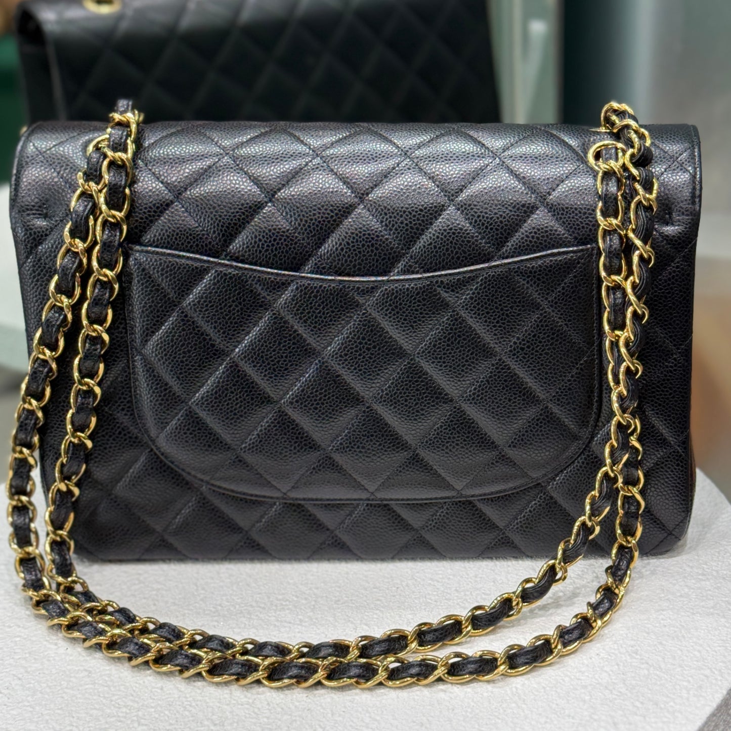 CHANEL Caviar Leather Jumbo Double Flap