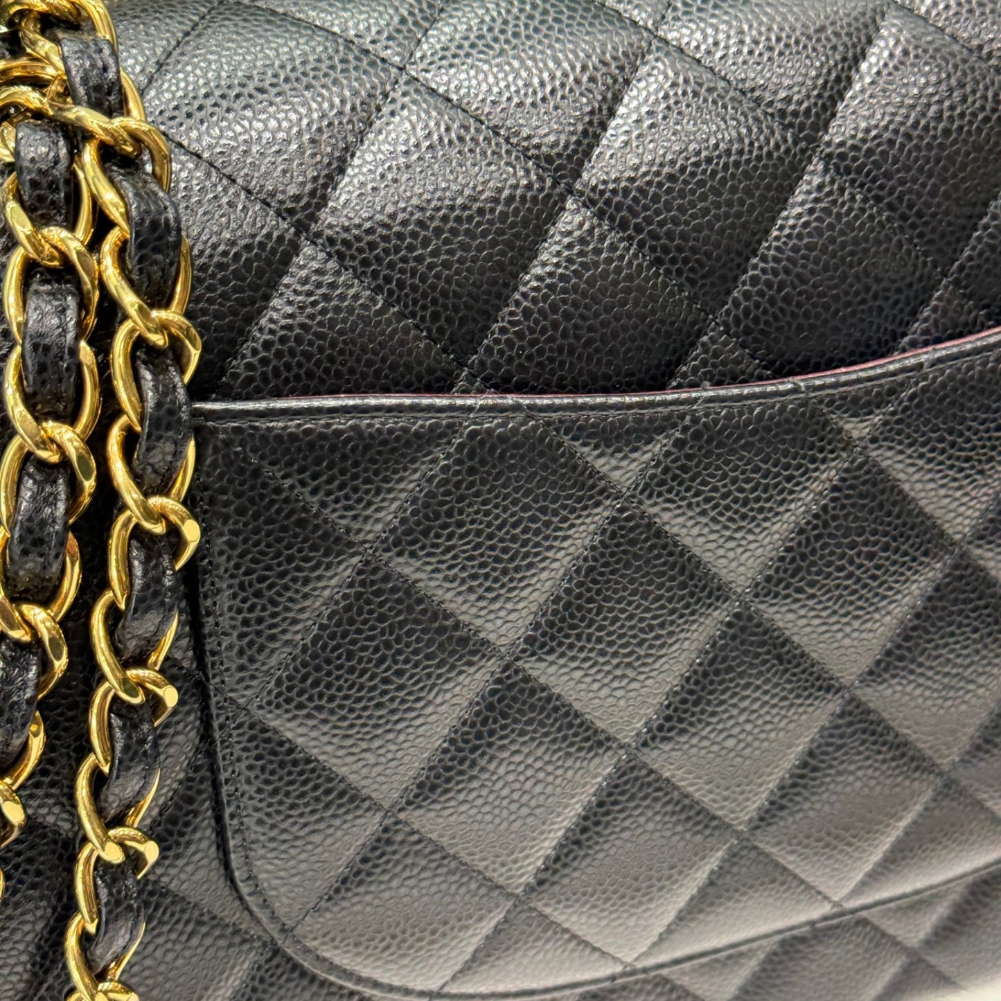 CHANEL Caviar Leather Jumbo Double Flap