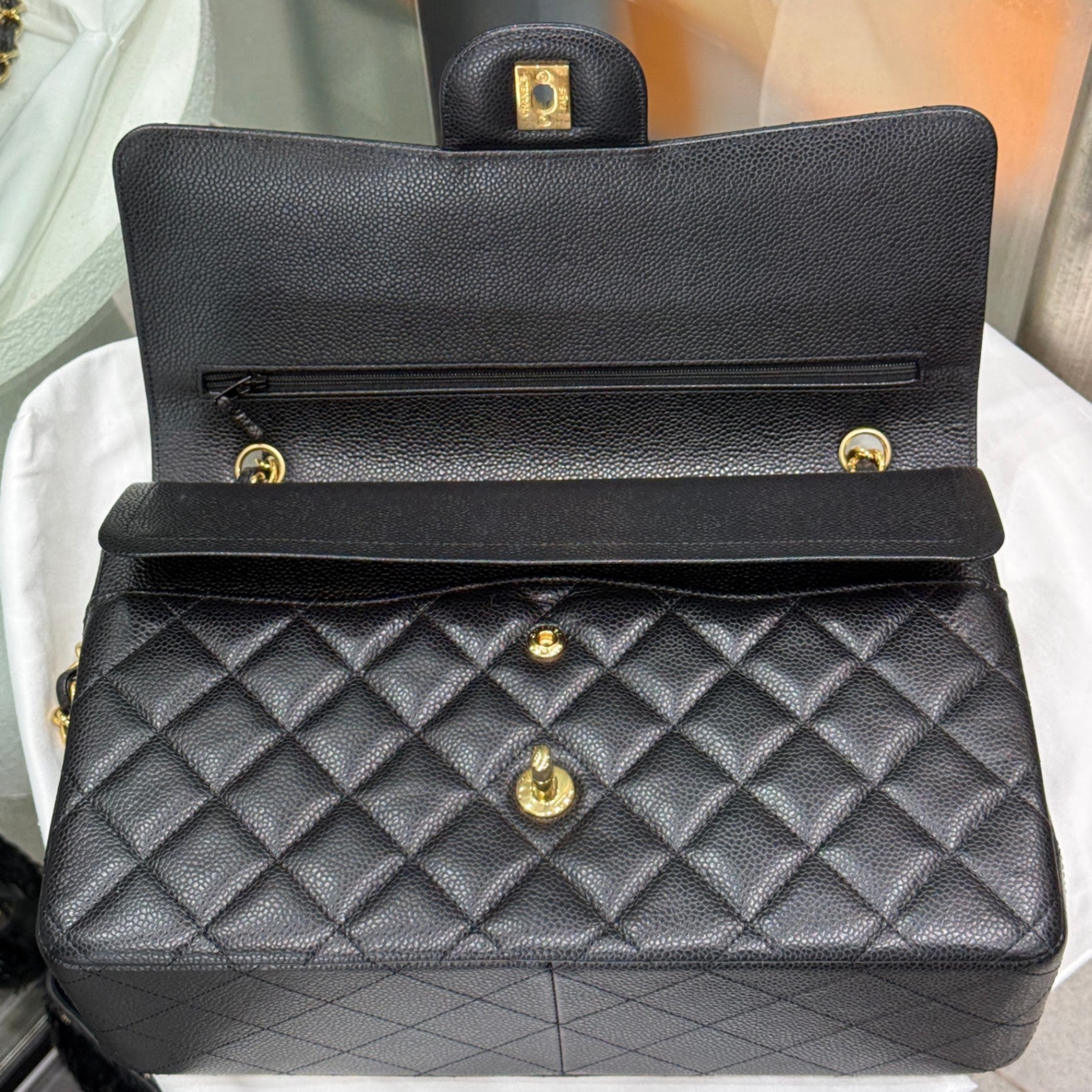 CHANEL Caviar Leather Jumbo Double Flap