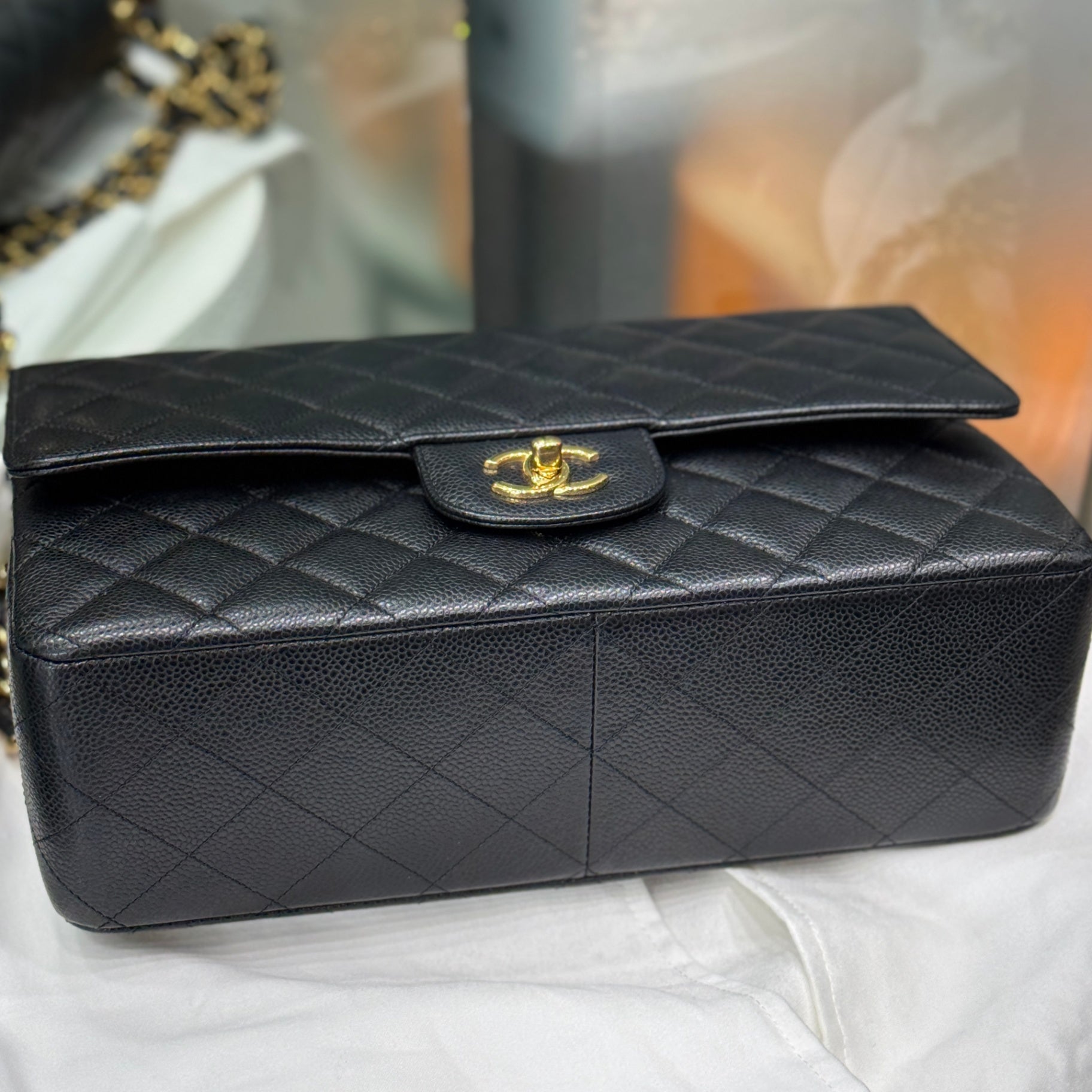 CHANEL Caviar Leather Jumbo Double Flap