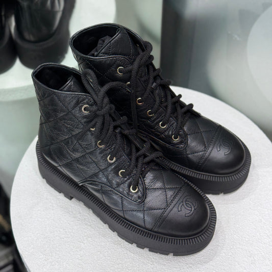 CHANEL Combat Boots Sz 38