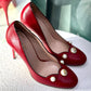 GUCCI Red Leather Pumps Sz 37.5 (B)