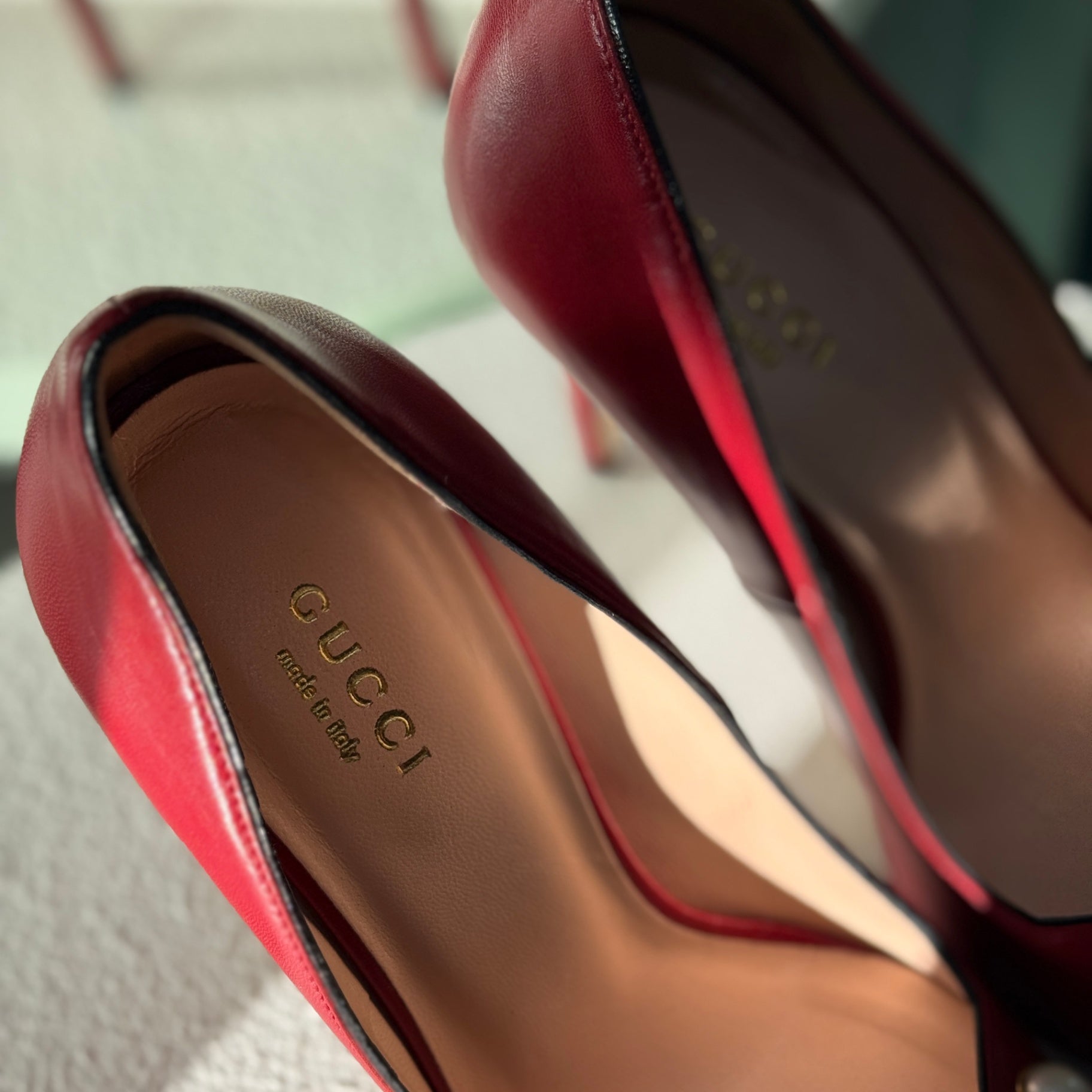 GUCCI Red Leather Pumps Sz 37.5 (B)