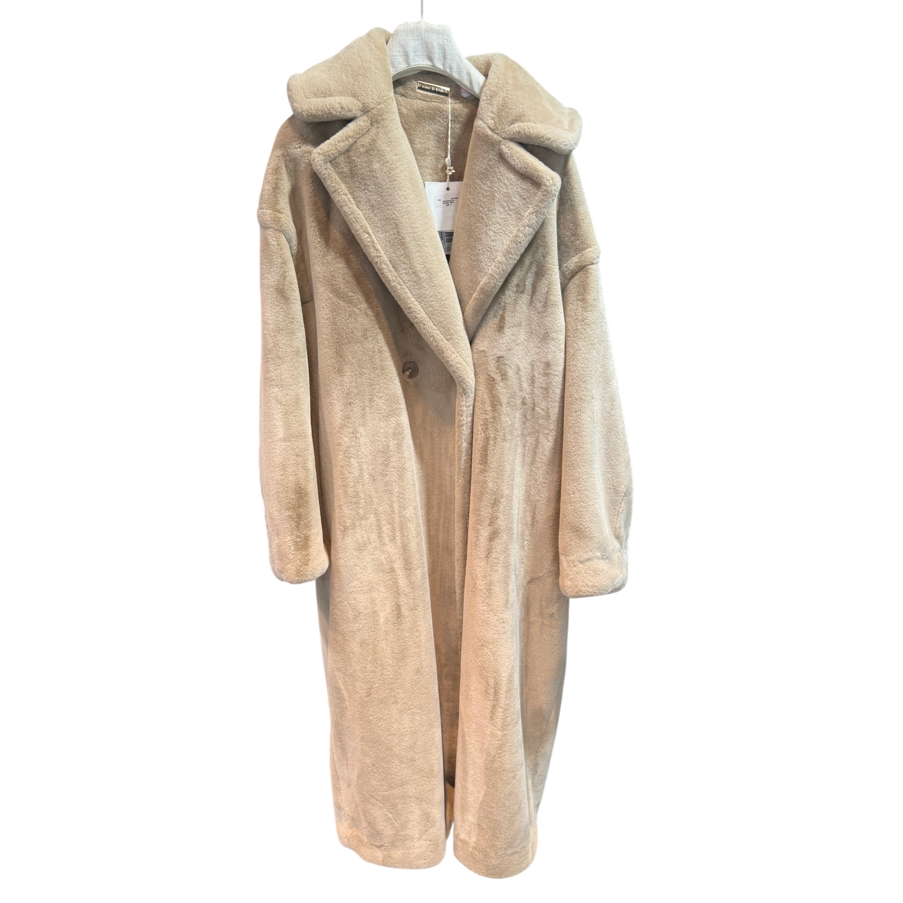 SASS & BIDE Beige Faux Fur Coat Sz 8