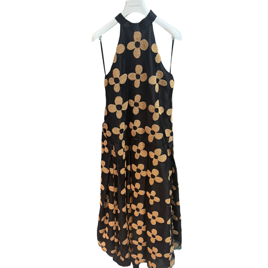 SCANLAN THEODORE Black Floral Evening Dress Sz 10
