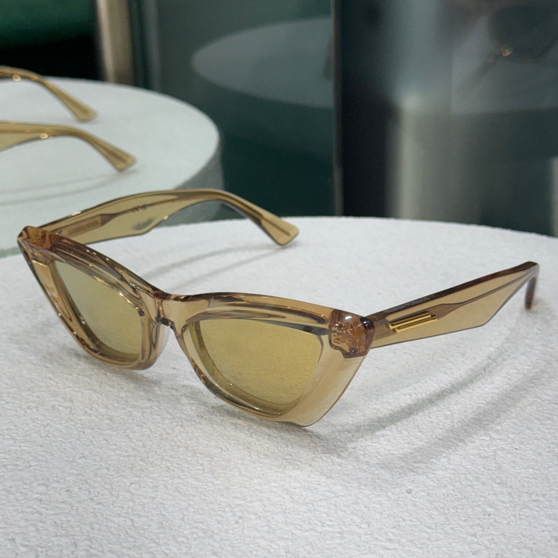 BOTTEGA VENETA Gold Transparent Cat Eye Sunglasses