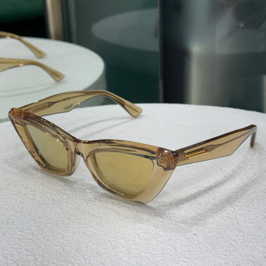 BOTTEGA VENETA Gold Transparent Cat Eye Sunglasses