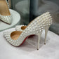 CHRISTIAN LOUBOUTIN White Spike Heels Sz 38