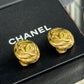 CHANEL Vintage CC Quilted Gold Clip Earrings