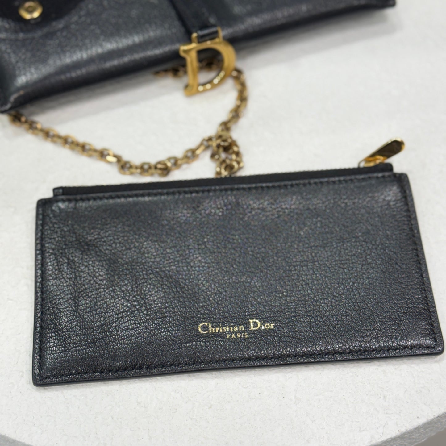 DIOR Saddle Wallet with Chain - Black