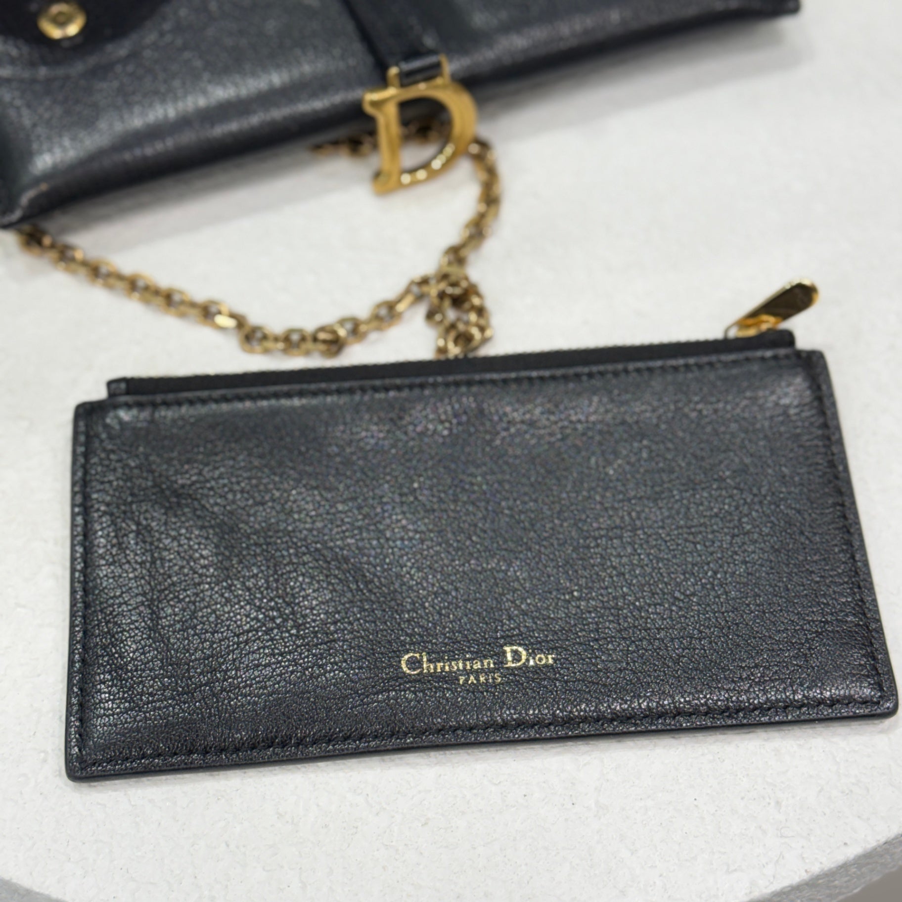 DIOR Saddle Wallet with Chain - Black