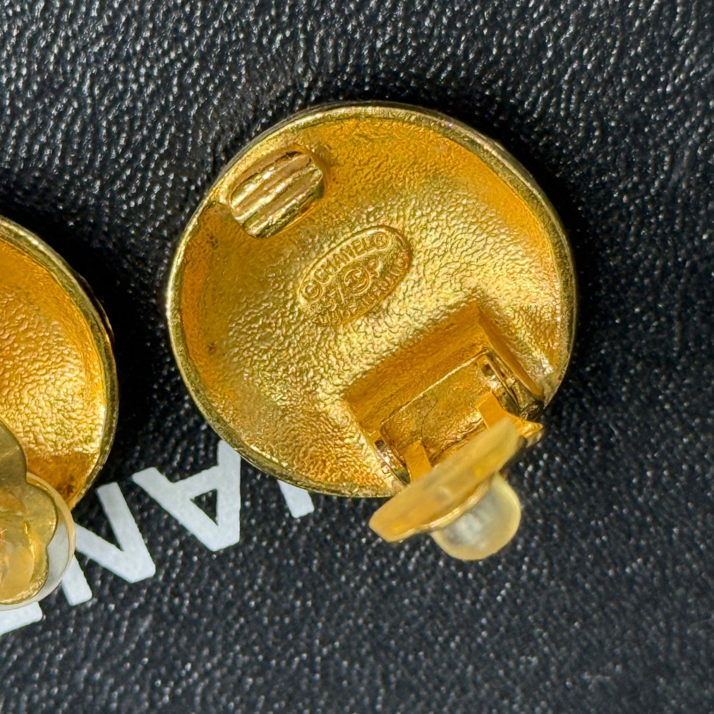 CHANEL Vintage CC Quilted Gold Clip Earrings