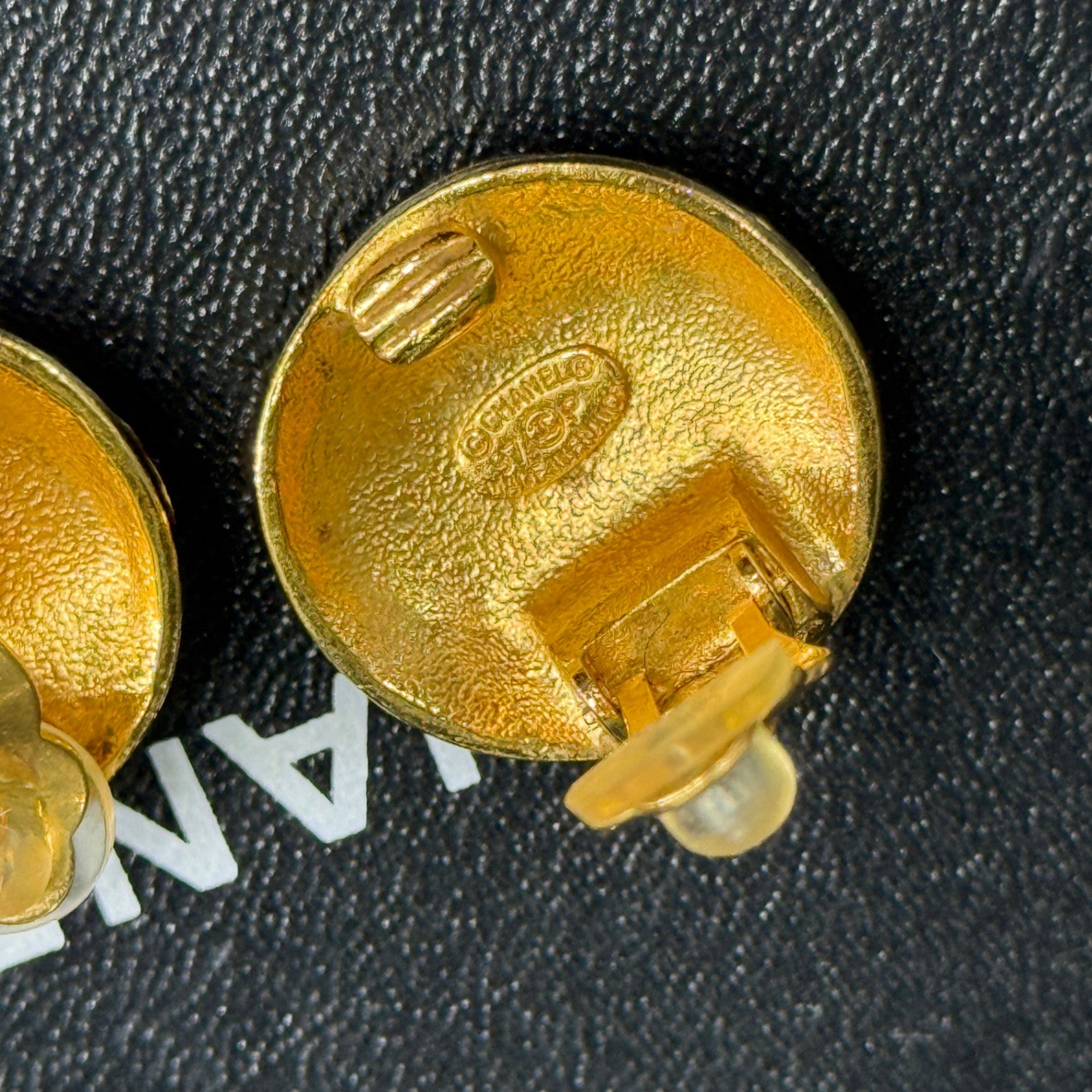 CHANEL Vintage CC Quilted Gold Clip Earrings