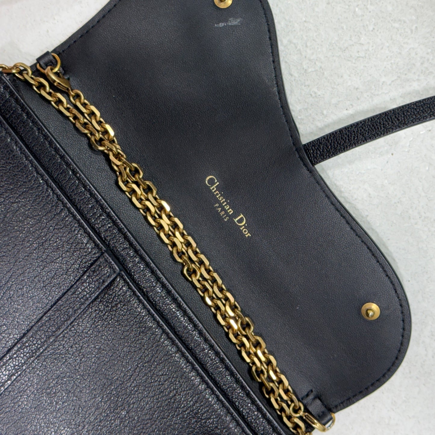 DIOR Saddle Wallet with Chain - Black