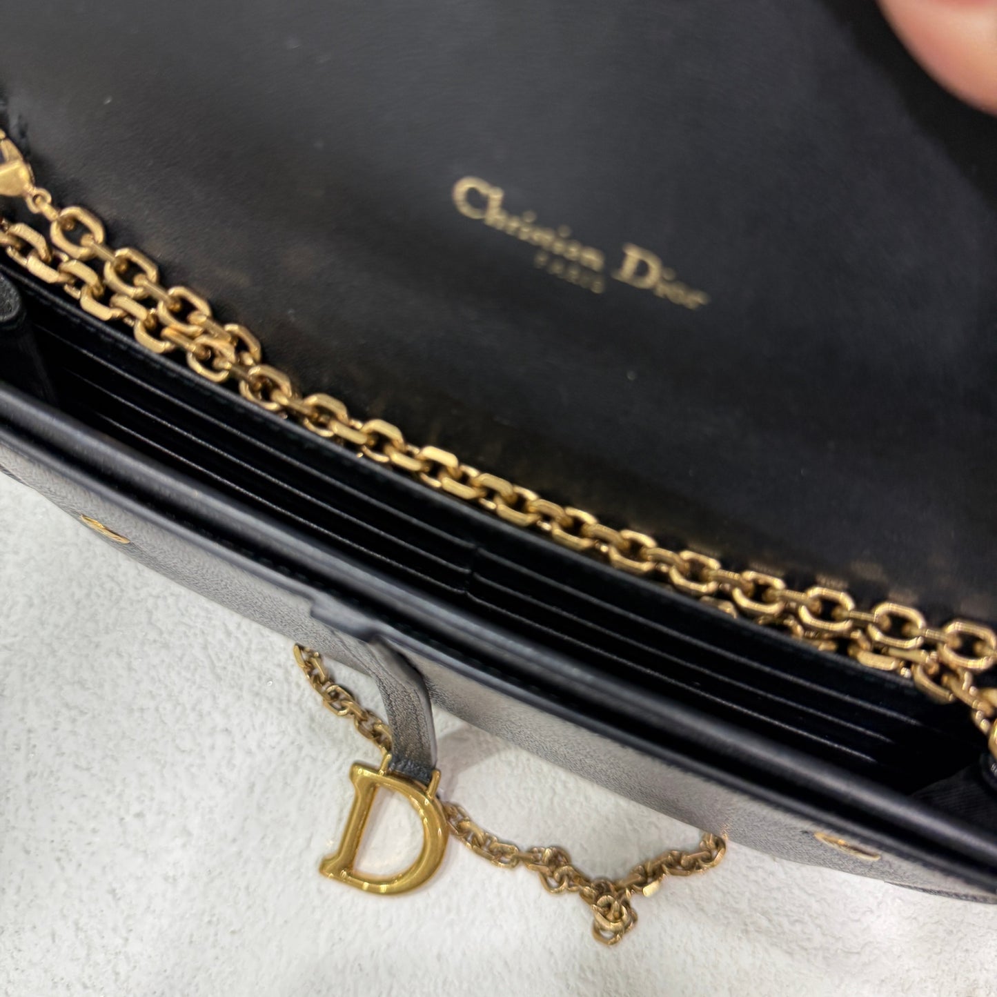 DIOR Saddle Wallet with Chain - Black