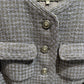 CHANEL Navy CC Buckle Wool Jacket Sz 42