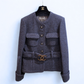 CHANEL Navy CC Buckle Wool Jacket Sz 42