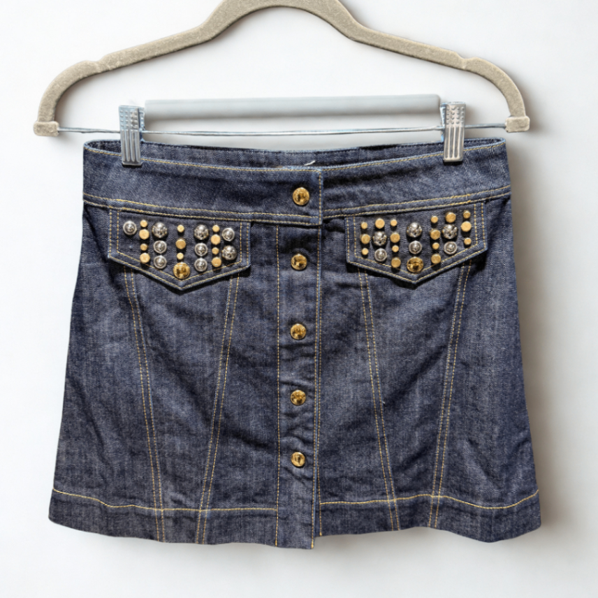 LOUIS VUITTON Denim Mini Skirt Sz 38