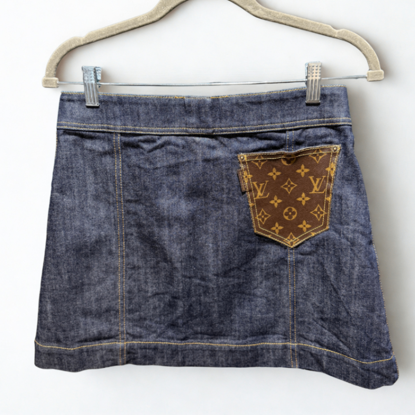 LOUIS VUITTON Denim Mini Skirt Sz 38