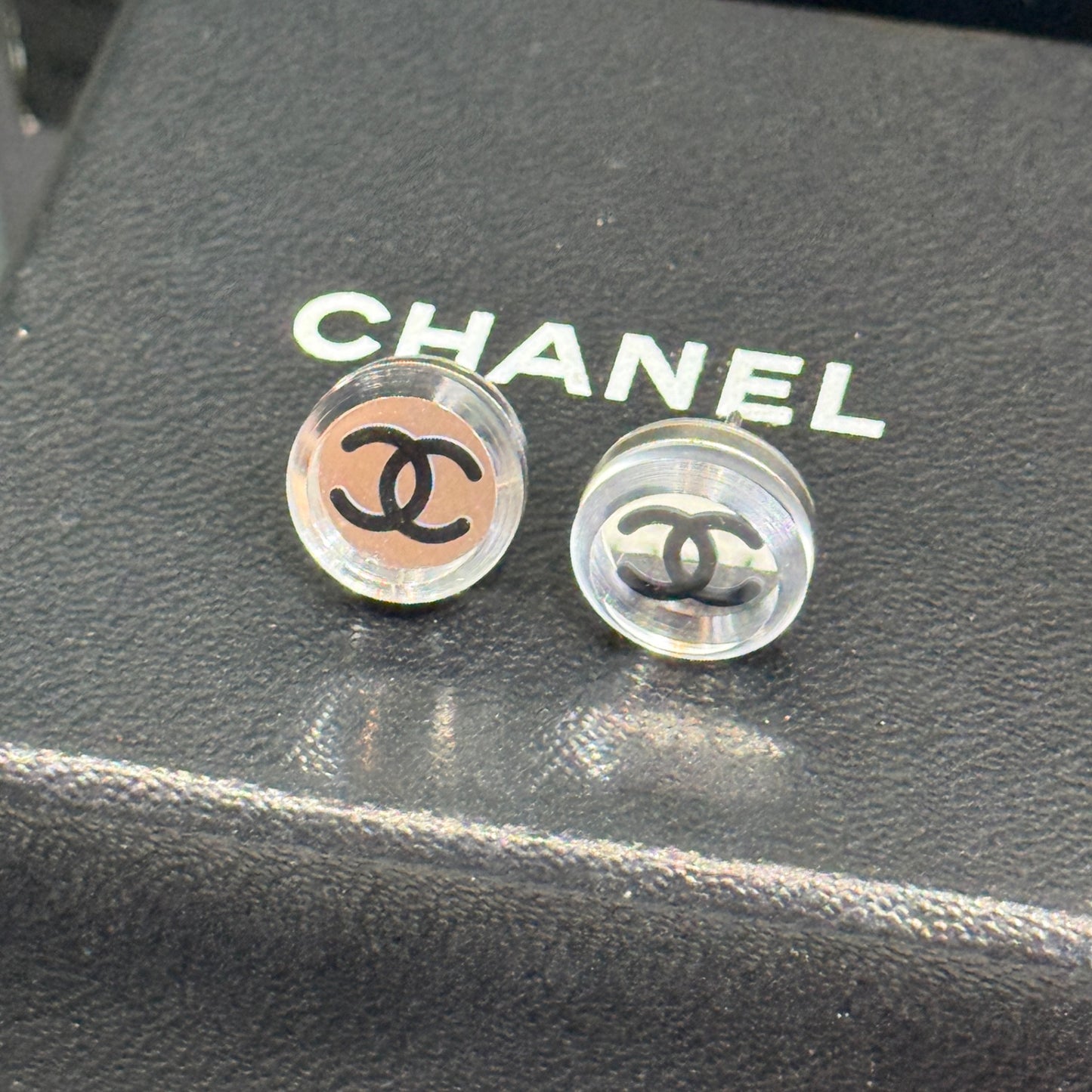 CHANEL 2007 Mirror CC Silver Stud Earrings